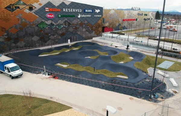 Pump track at shopping center Aleja in Ljubljana